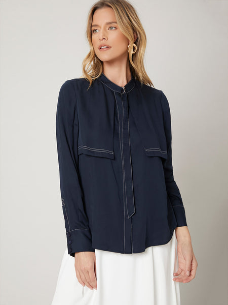 VISCOSE STRAIGHT FIT BLOUSE