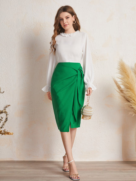 VISCOSE WRAP KNOTTED SKIRT