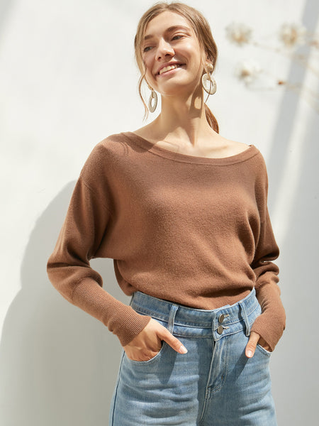 CASHMERE CUT-OUT GIGOT SLEEVE SWEATER
