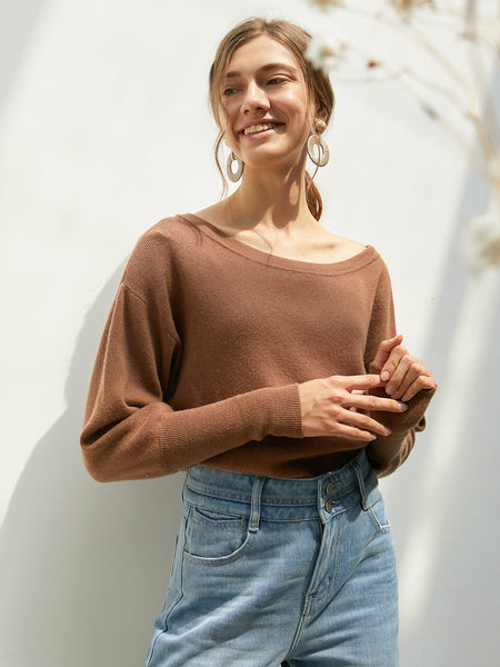 CASHMERE CUT-OUT GIGOT SLEEVE SWEATER