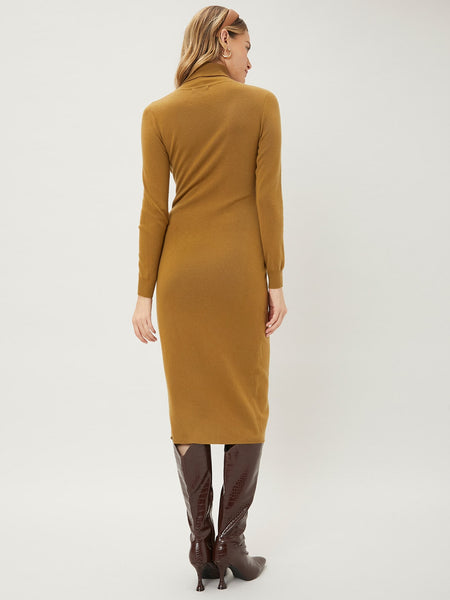 WOOL-MIX FITTED SLIT SWEATER DRESS