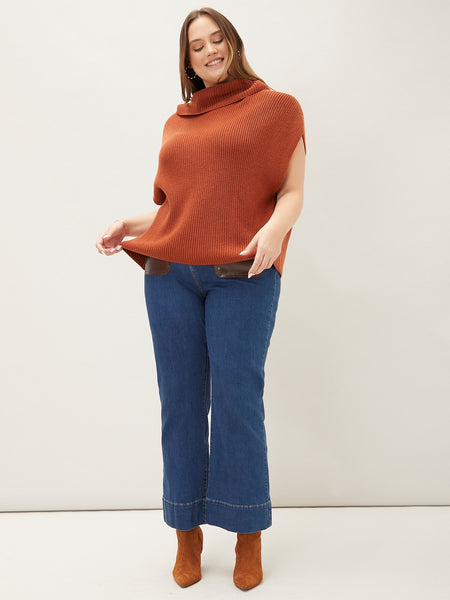 PLUS WOOL- MIX BATWING SLEEVE KNIT TOP