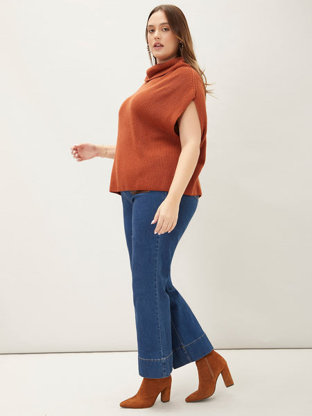 PLUS WOOL- MIX BATWING SLEEVE KNIT TOP