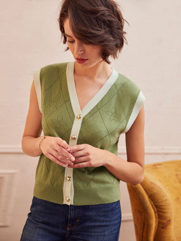 WOOL MIX BUTTONED SWEATER VEST