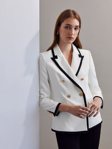CONTRAST BINDING DOUBLE BREASTED BLAZER