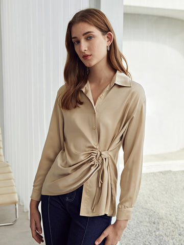 RUCHED DRAWSTRING BLOUSE