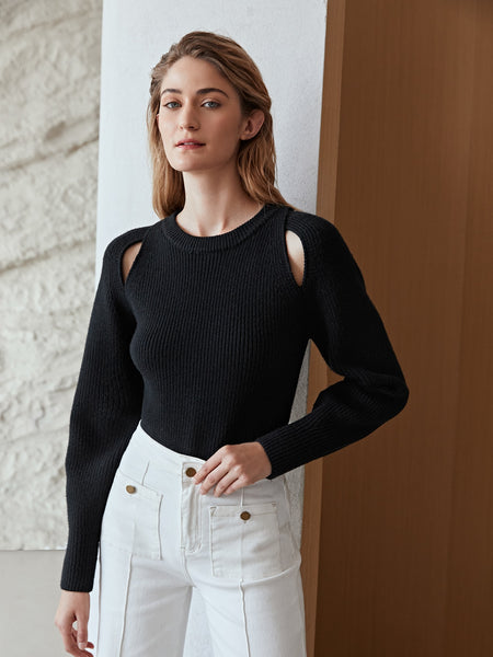 WOOL BLEND CUT OUT SWEATER