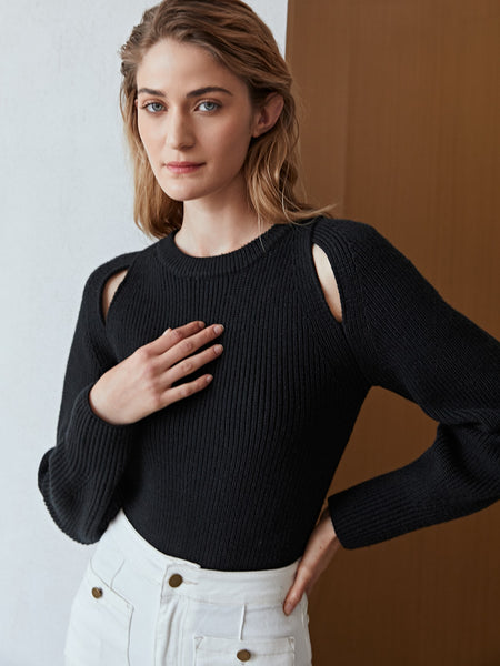 WOOL BLEND CUT OUT SWEATER