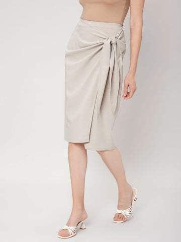 VISCOSE WRAP KNOTTED SKIRT