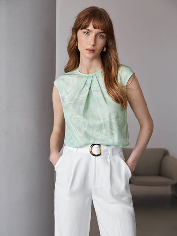LINEN TULIP RUCHED TOP