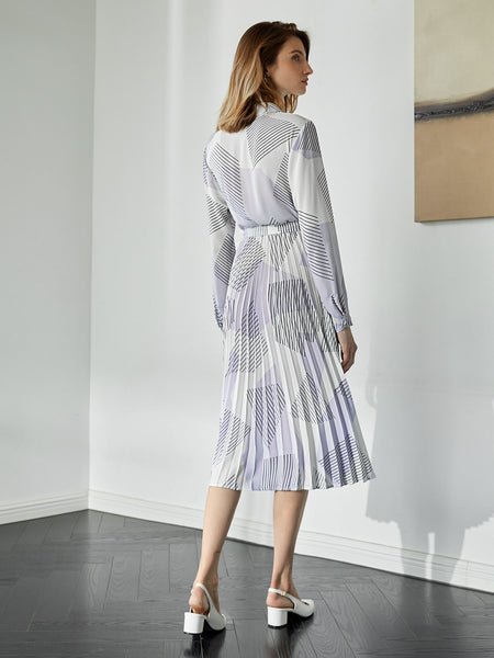 PLEATED BELTED SHIRT DRESS