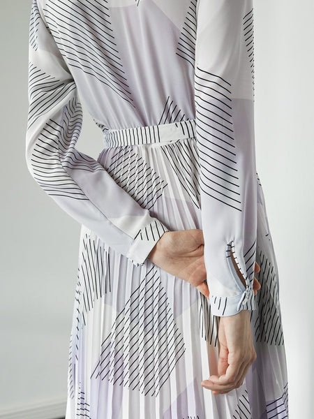 PLEATED BELTED SHIRT DRESS