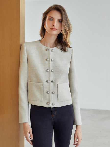 WOOL-MIX CROPPED OVERCOAT