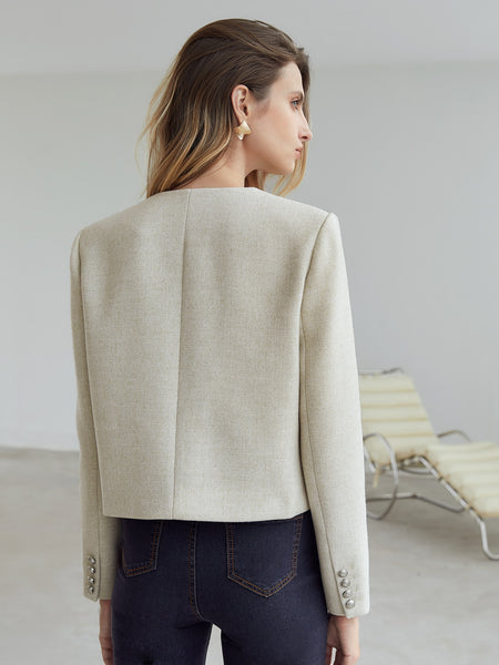 WOOL-MIX CROPPED OVERCOAT