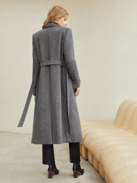 WOOL-MIX STRAIGHT BELTED OVERCOAT