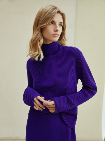 100% WOOL RIBBED SWEATER