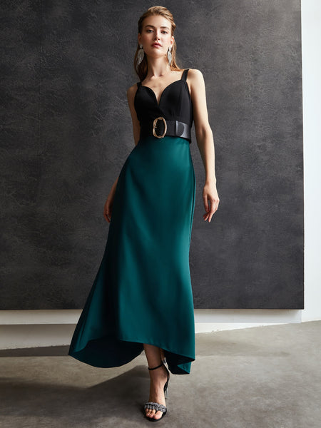 TWO TONE FORMAL GOWN WITHOUT BELT