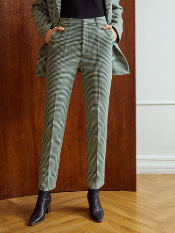 VISCOSE HOUNDSTOOTH SUIT PANTS