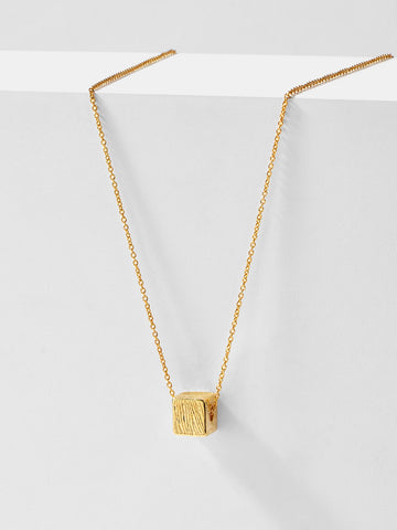 TEXTURED METAL CUBE PENDANT NECKLACE