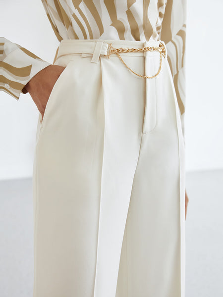 CHAIN BELTED DRESS PANTS