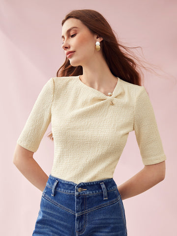 TEXTURED PEARL DETAIL TOP