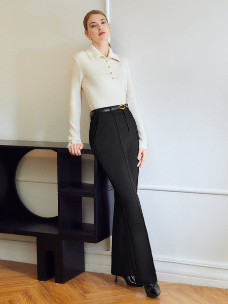 VISCOSE EXPOSED SEAM DRESS PANTS WITHOUT BELT