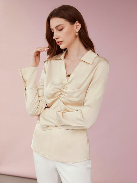 SATIN RUCHED BLOUSE