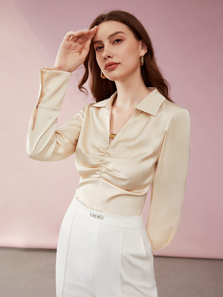 SATIN RUCHED BLOUSE