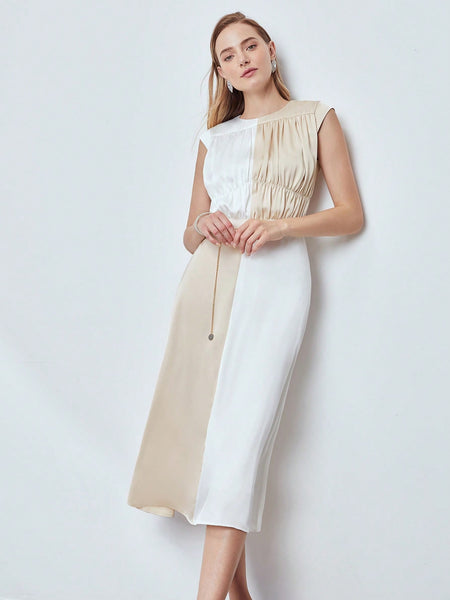 RUCHED TWO-TONE DRESS