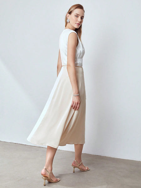 RUCHED TWO-TONE DRESS