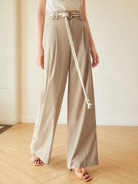 VISCOSE-BLEND DRESS PANTS WITHOUT BELT