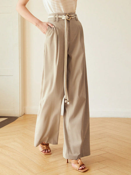 VISCOSE-BLEND DRESS PANTS WITHOUT BELT