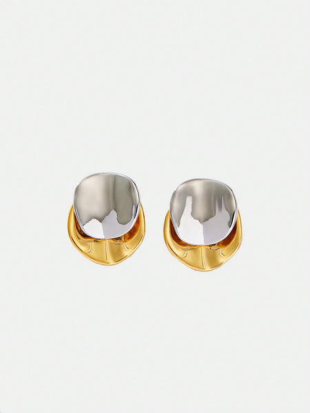 ROUND GOLD SILVER EARRINGS