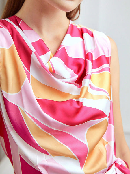 ABSTRACT SIDE-TIE BLOUSE