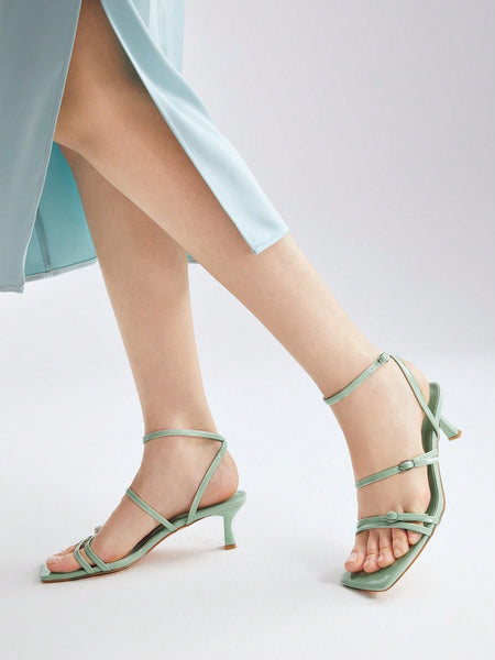 STRAPPY ANKLE HEELED SANDALS