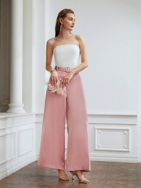 BELTED WIDE LEG PANTS