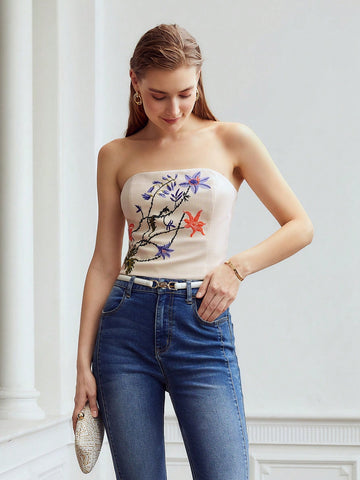 EMBROIDERED TUBE TOP