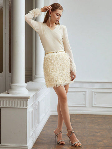 TEXTURED MINI SKIRT WITHOUT BELT