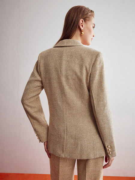 DOUBLE-BREASTED TWEED BLAZER