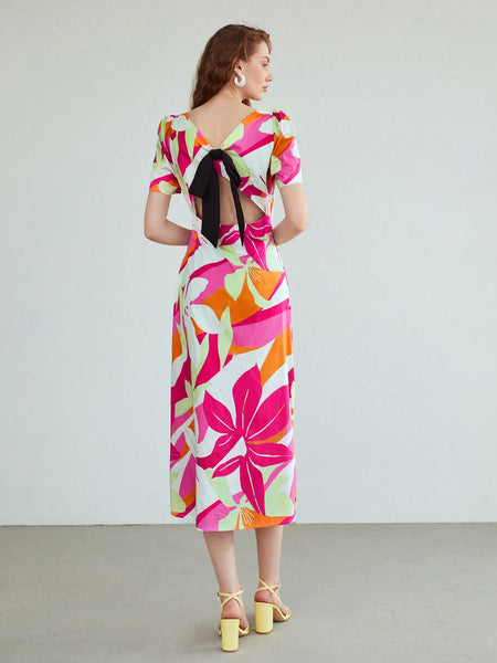 FLORAL MIDI DRESS WITHOUT CHAIN
