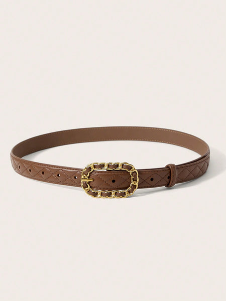 QUILTED CHAIN BUCKLE BELT