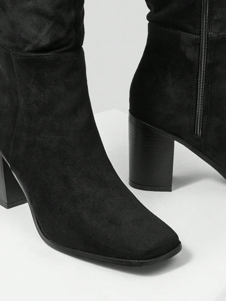 SLOUCH CHUNKY HEEL BOOTS