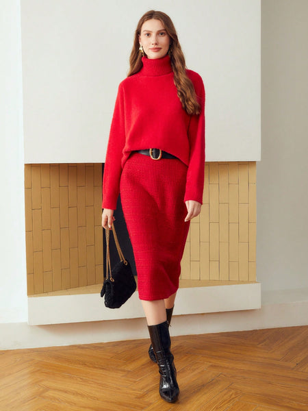 POLYAMIDE HIGH NECK SOLID SWEATER