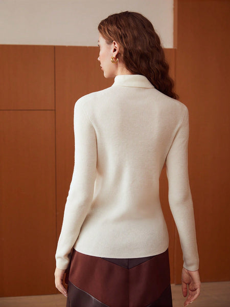 Solid Turtleneck Slim Fit Sweater