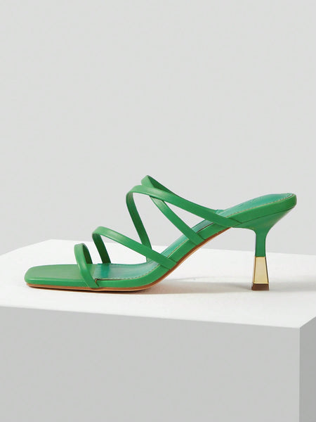 STRAPPY HEELED MULE SANDALS