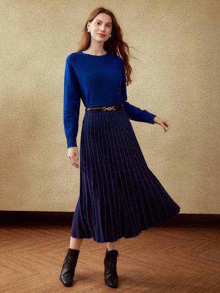 PLEATED KNIT MIDI SKIRT WITHOUT BELT