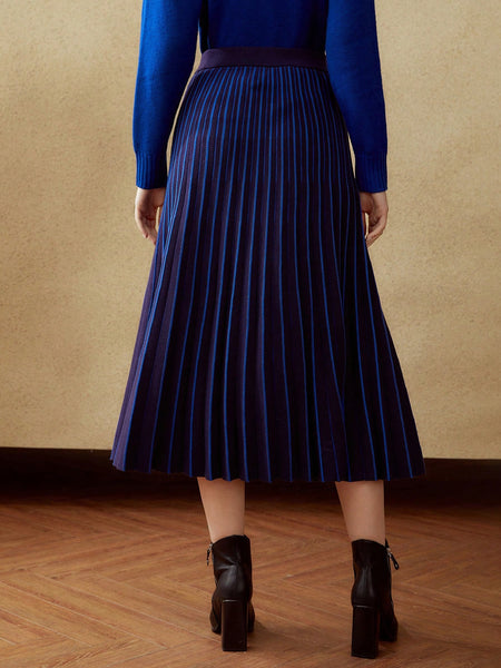 PLEATED KNIT MIDI SKIRT WITHOUT BELT