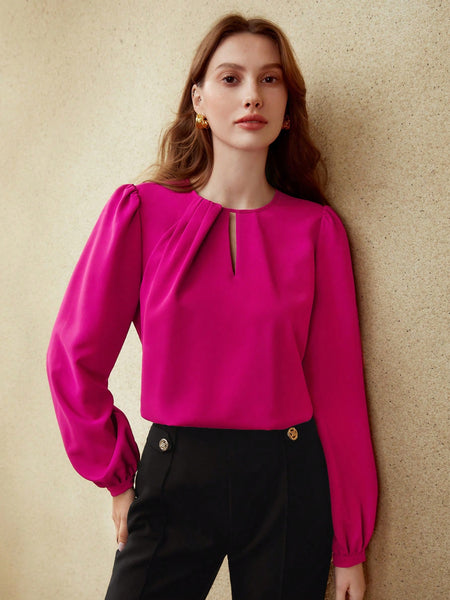RUCHED KEYHOLE BLOUSE
