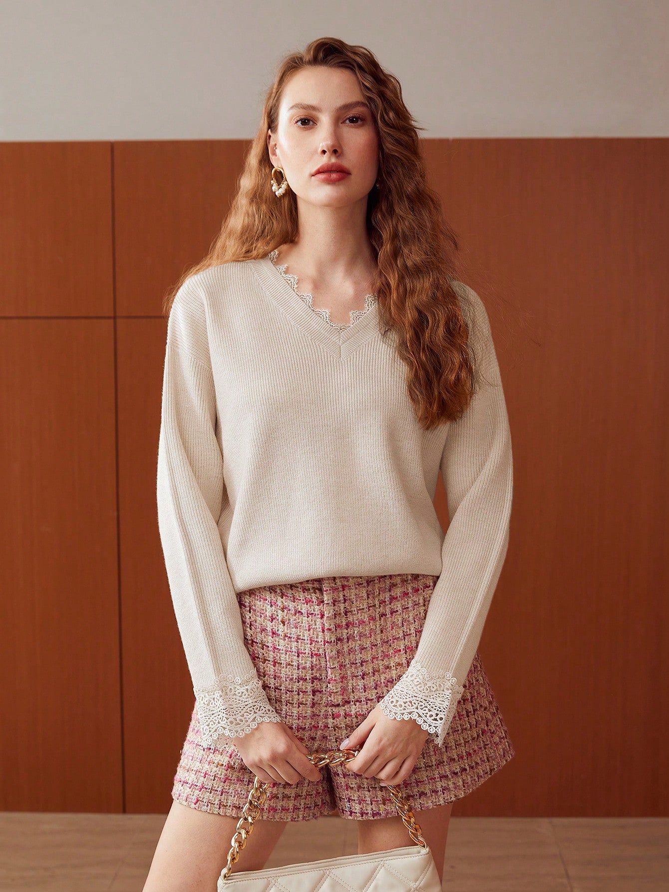WOOL-BLEND GUIPURE LACE SWEATER