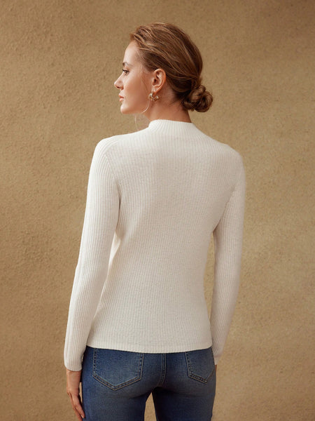 100% WOOL REGULAR FIT RIBBED KNIT SWEATER